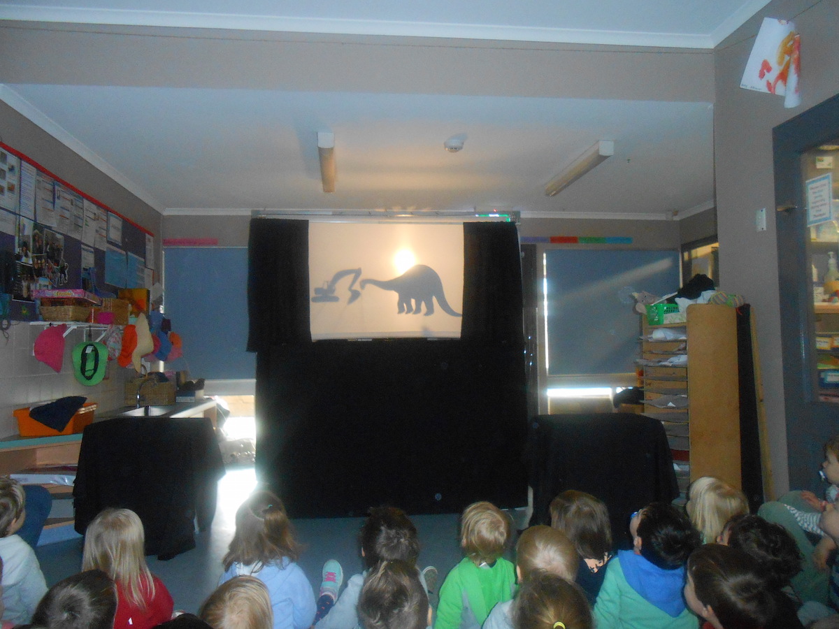 Shadow puppet show put on for the children